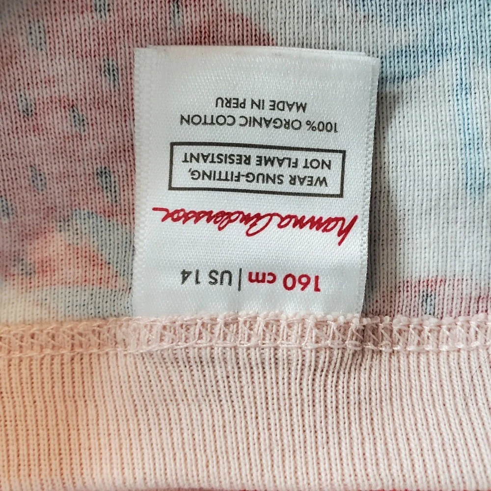 Hanna Andersson Girls Pink Strawberry Organic Cotton Pajama Set Size 14 160cm